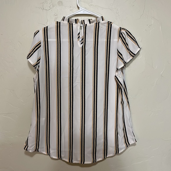 Striped Blouse with Ruffled Collar - Picture 2 of 3